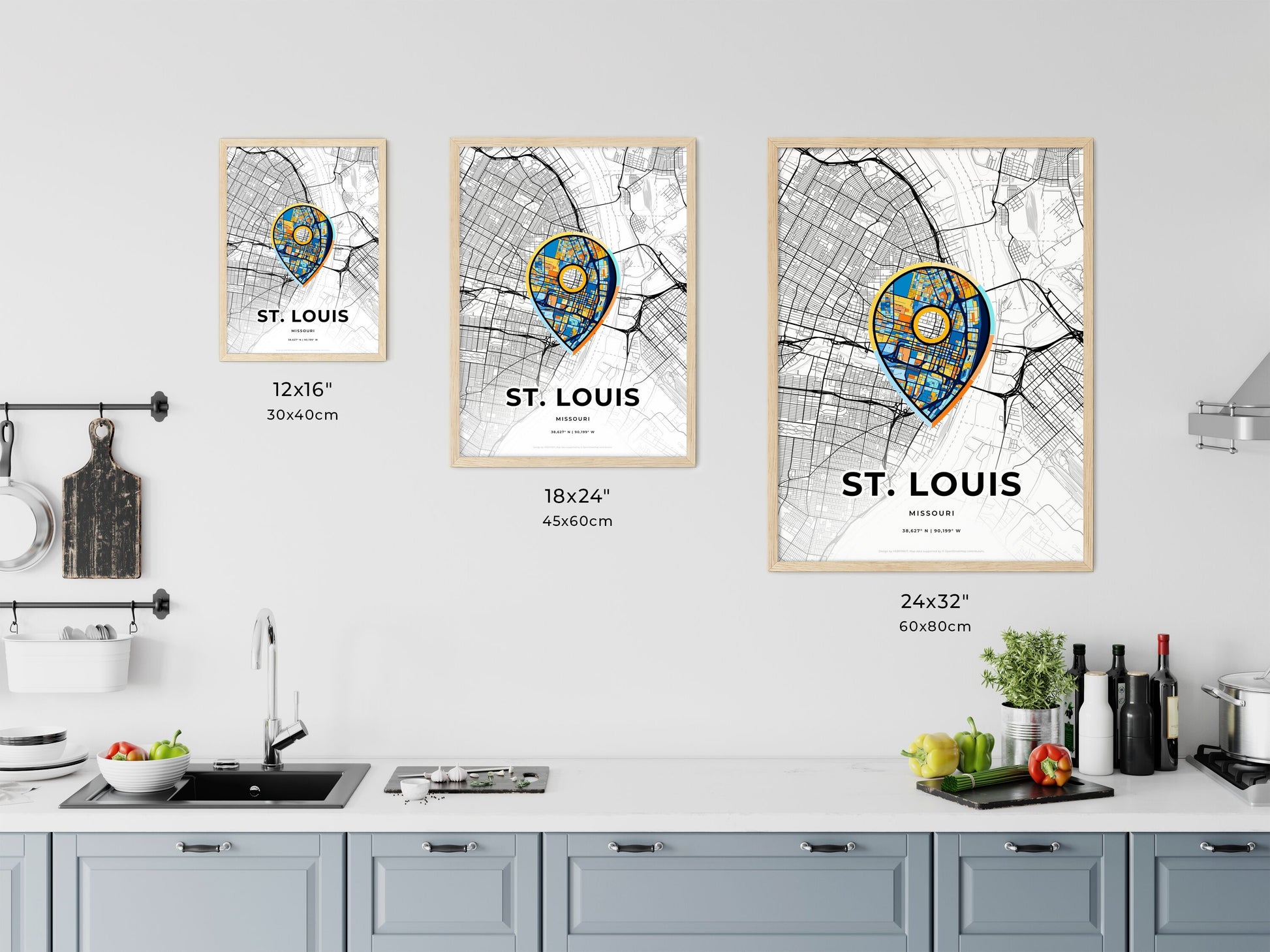 St. Louis Missouri art map size chart