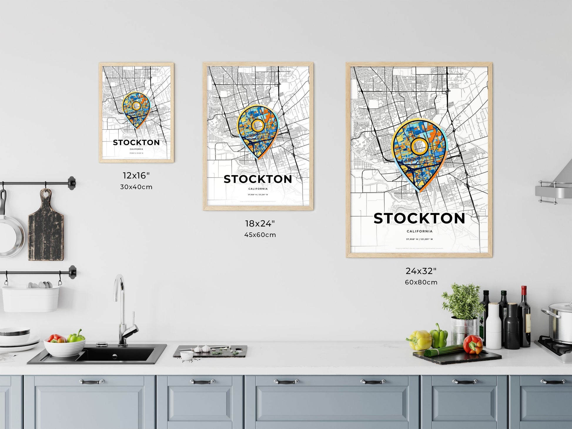 Stockton California art map size chart