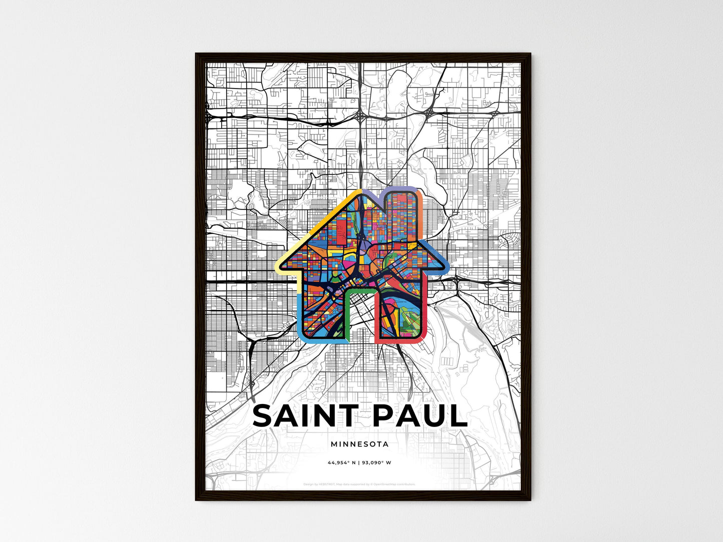 Saint Paul Minnesota wedding art map with home icon