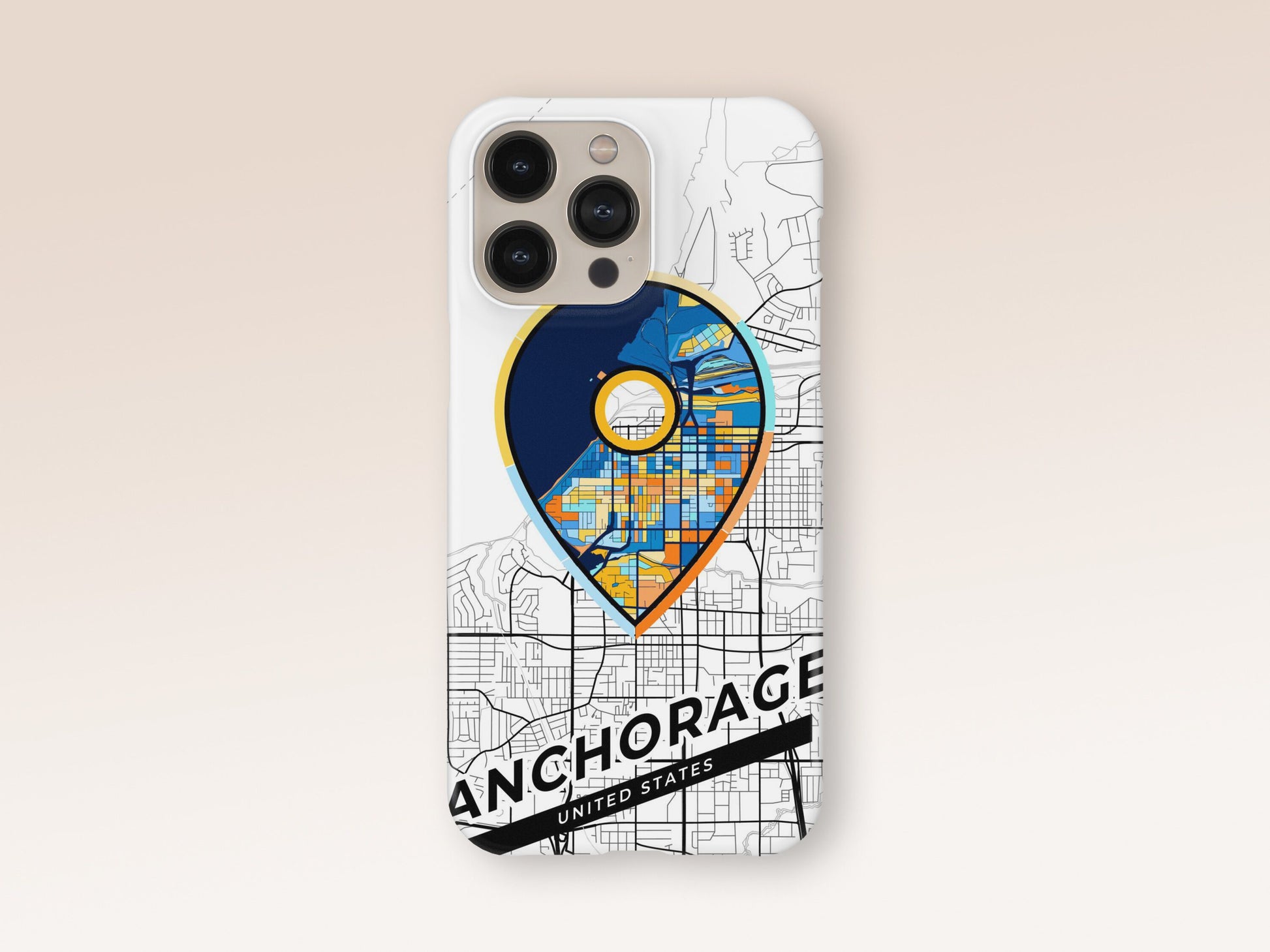 Anchorage Alaska slim phone case with colorful icon. Birthday, wedding or housewarming gift. Couple match cases. 1