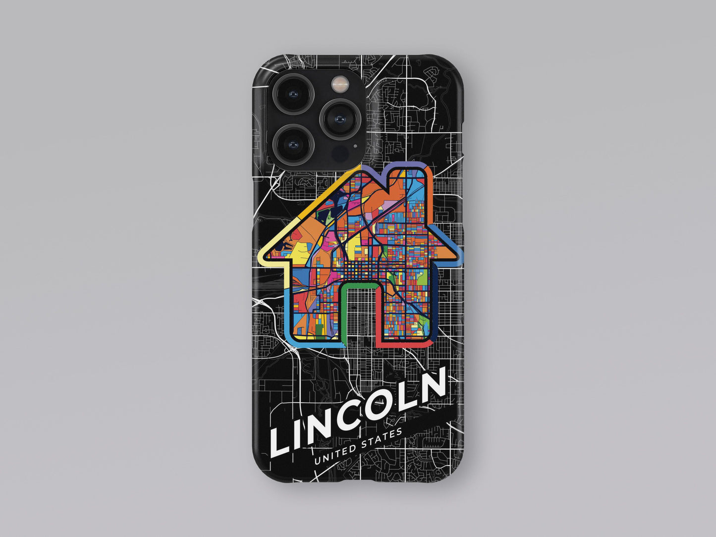 Lincoln Nebraska slim phone case with colorful icon. Birthday, wedding or housewarming gift. Couple match cases. 3