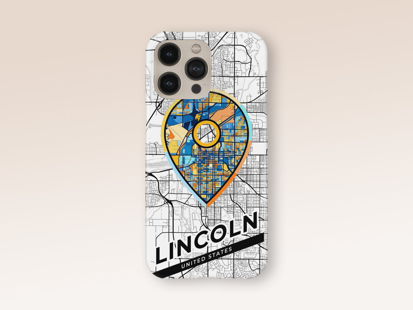 Lincoln Nebraska slim phone case with colorful icon. Birthday, wedding or housewarming gift. Couple match cases. 1