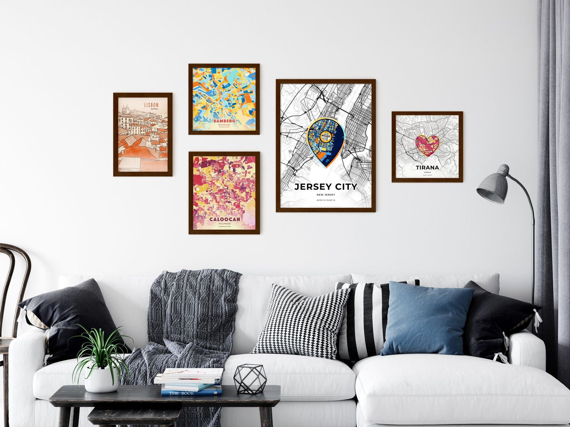 Jersey City New Jersey wall art with creative maps