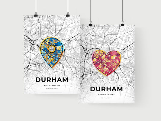 Durham North Carolina art print for couples