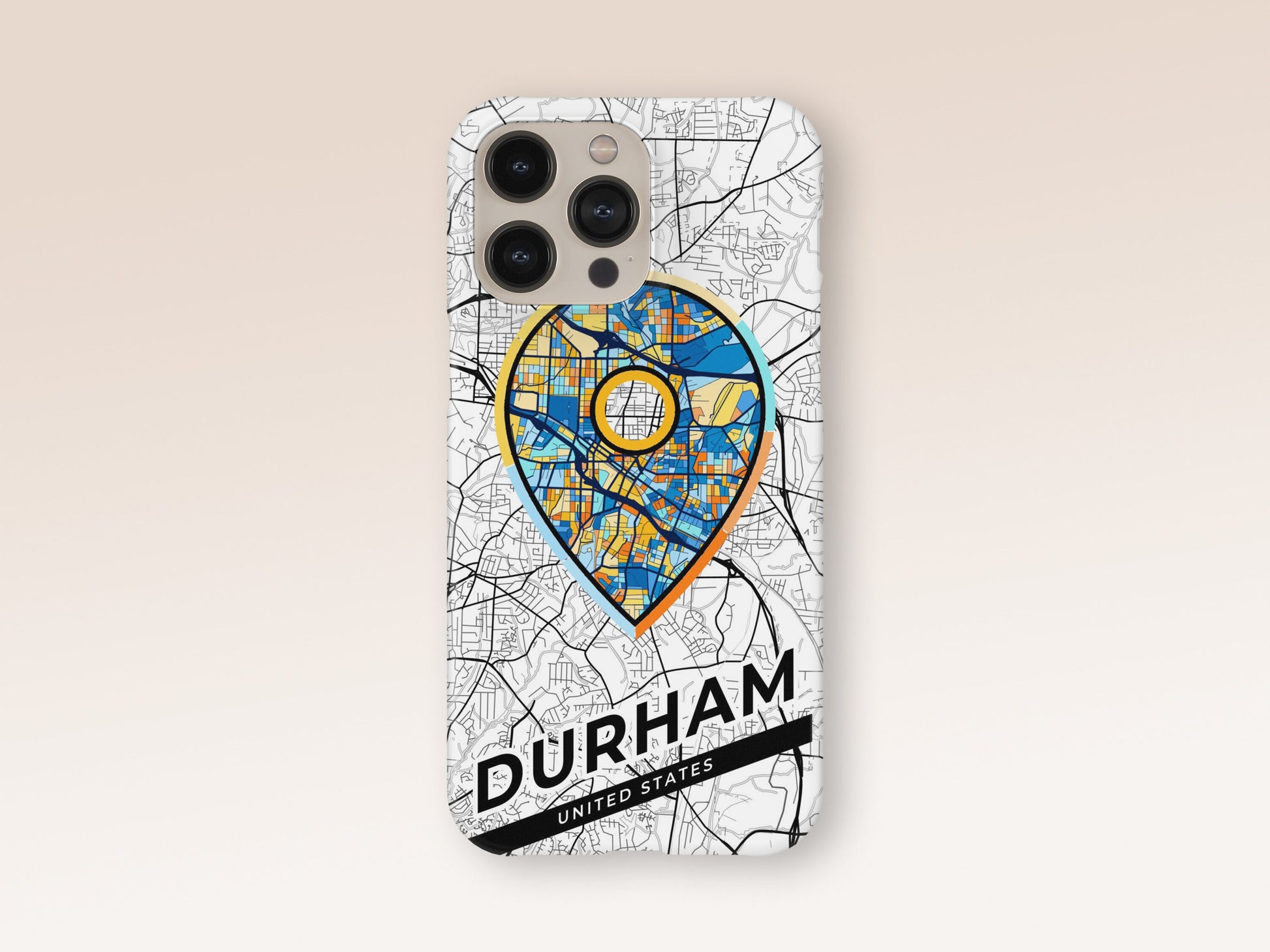 Durham North Carolina slim phone case with colorful icon. Birthday, wedding or housewarming gift. Couple match cases. 1