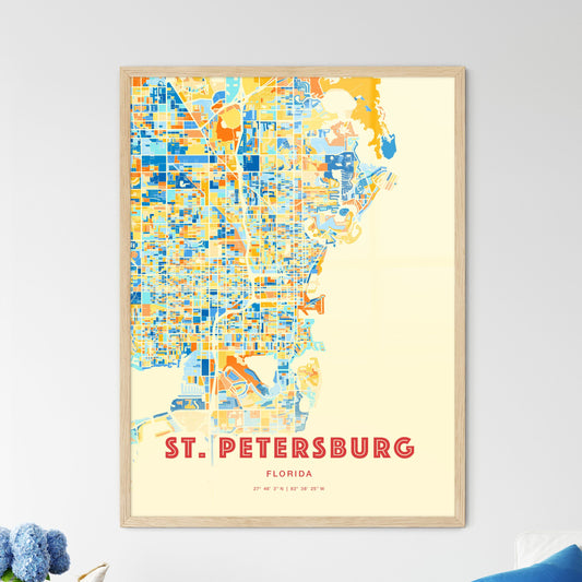 Colorful St. Petersburg Florida Fine Art Map Blue Orange