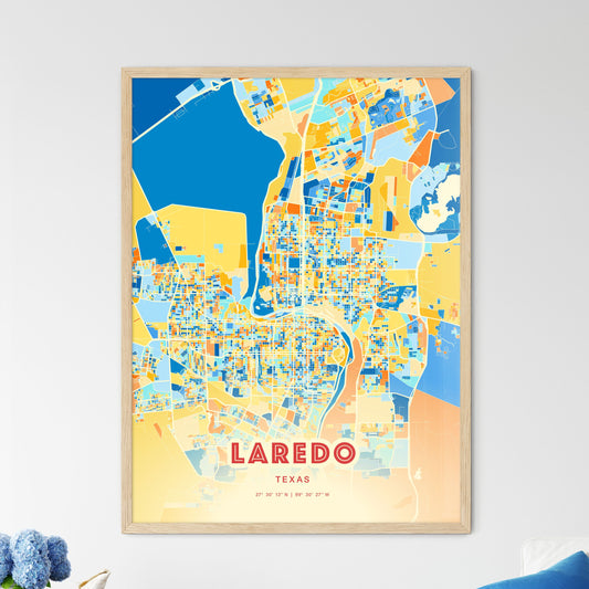 Colorful Laredo Texas Fine Art Map Blue Orange