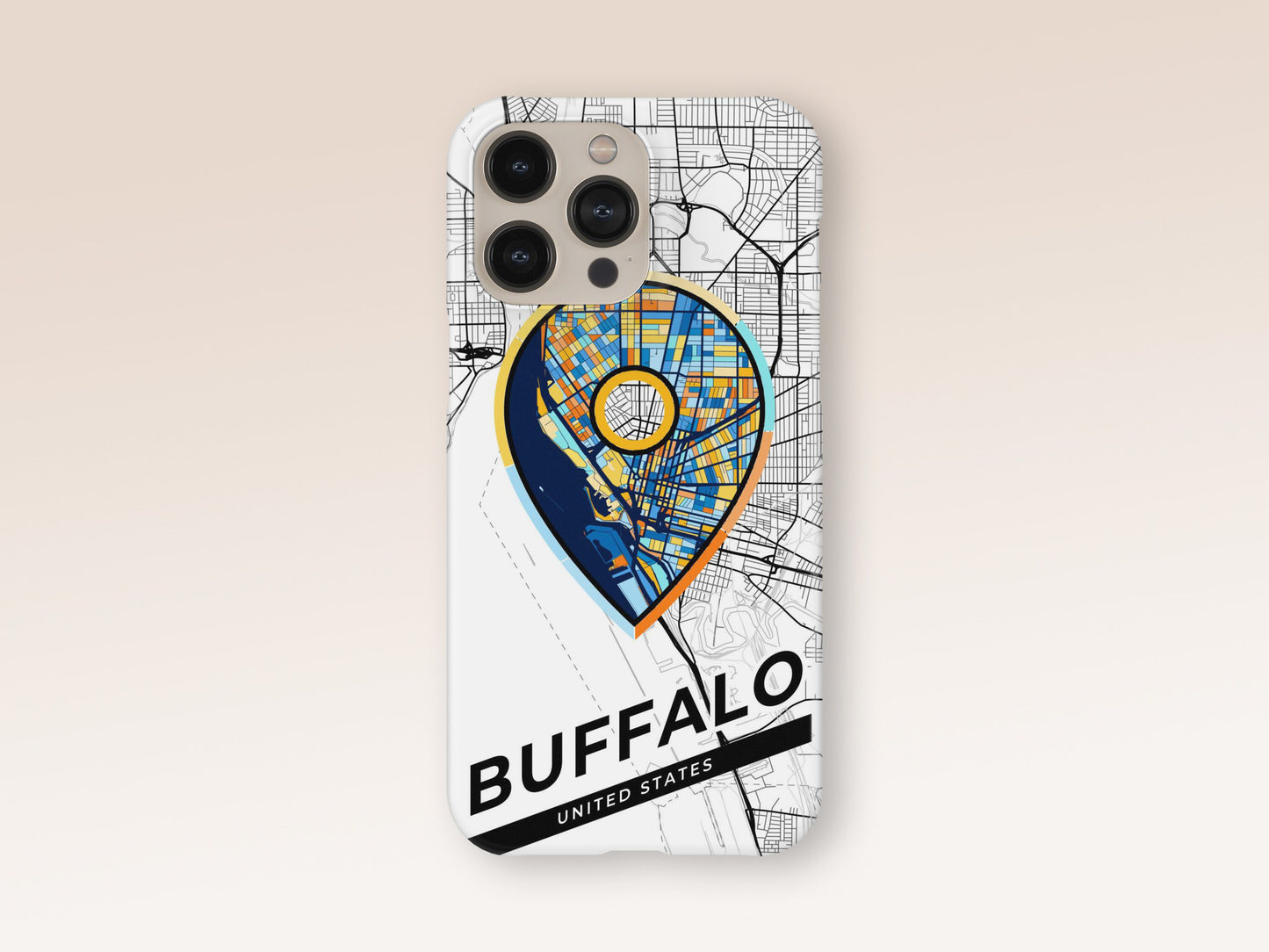 Buffalo New York slim phone case with colorful icon. Birthday, wedding or housewarming gift. Couple match cases. 1