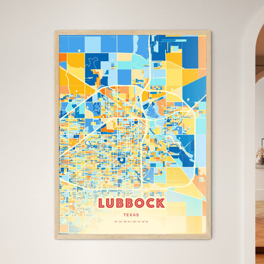 Colorful Lubbock Texas Fine Art Map Blue Orange