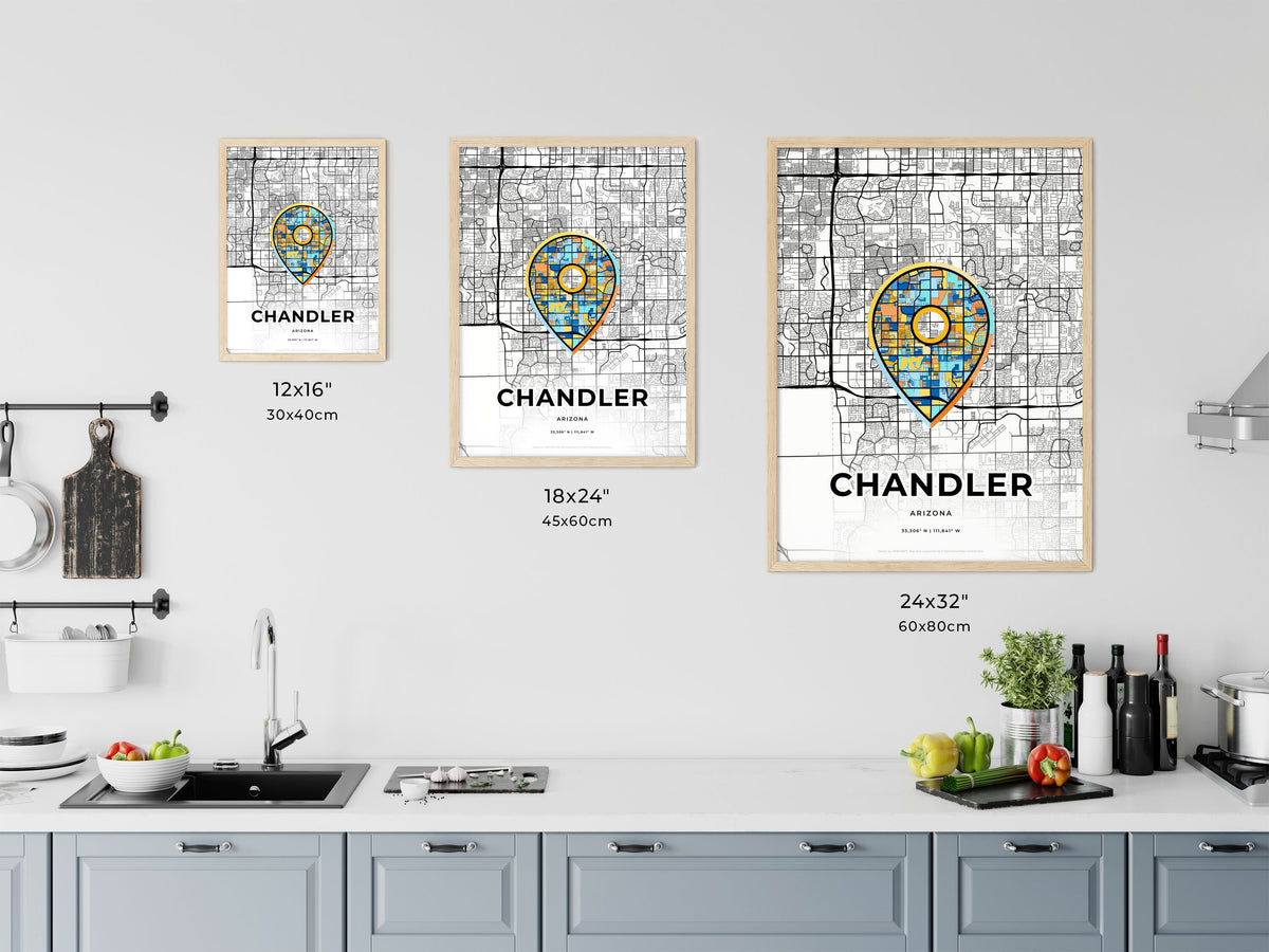 Chandler Arizona art map size chart