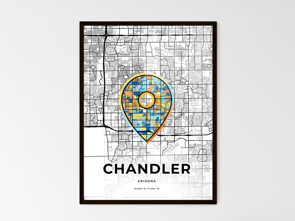 Chandler Arizona wedding art map with pointer icon