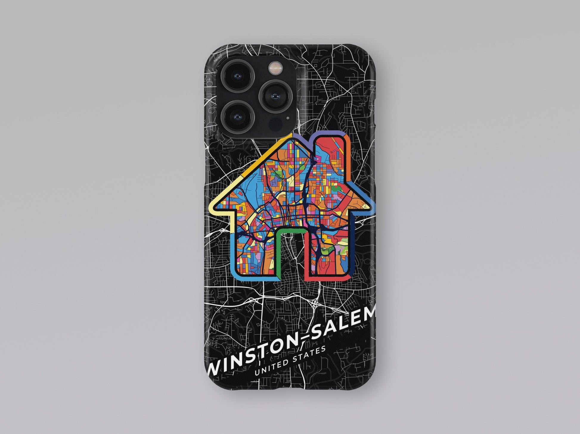 Winston–Salem North Carolina slim phone case with colorful icon 3