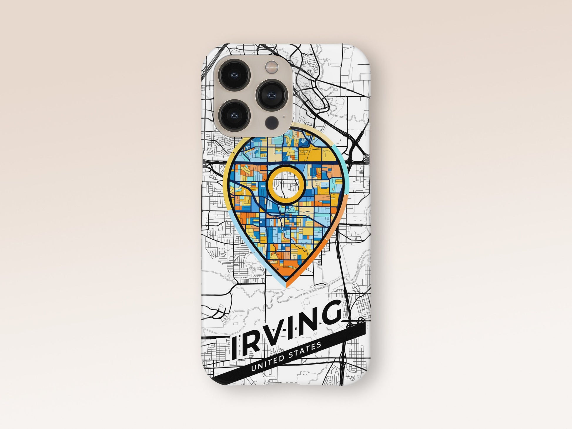 Irving Texas slim phone case with colorful icon. Birthday, wedding or housewarming gift. Couple match cases. 1