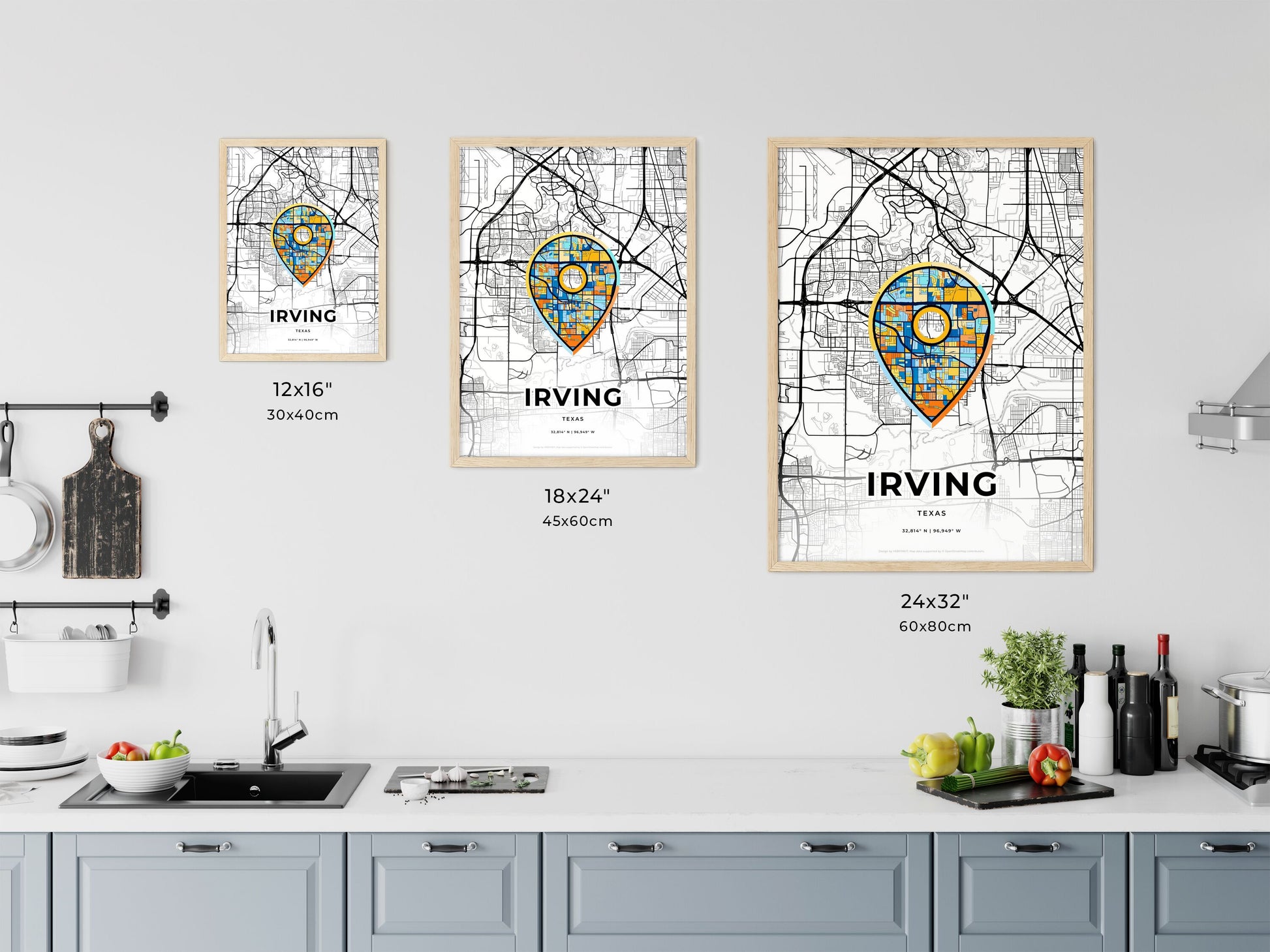 Irving Texas art map size chart