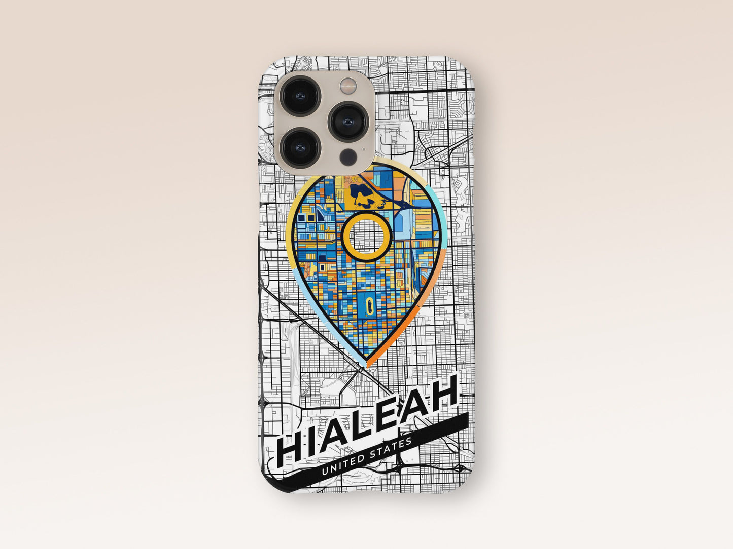 Hialeah Florida slim phone case with colorful icon. Birthday, wedding or housewarming gift. Couple match cases. 1