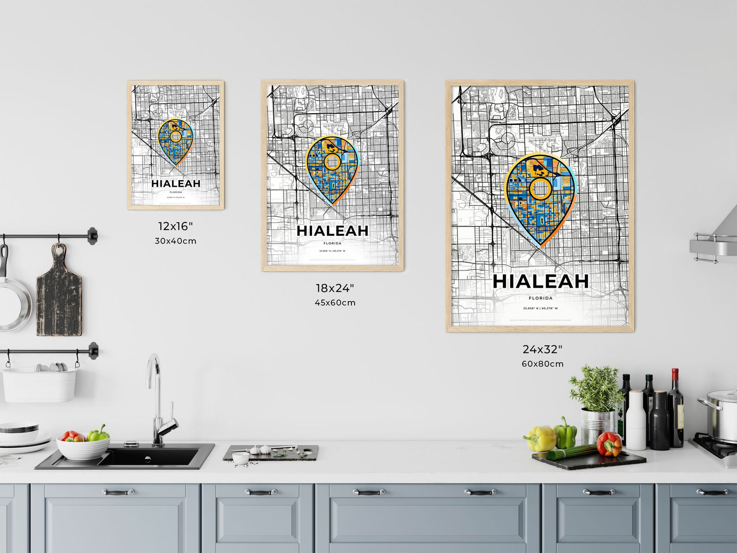 Hialeah Florida art map size chart