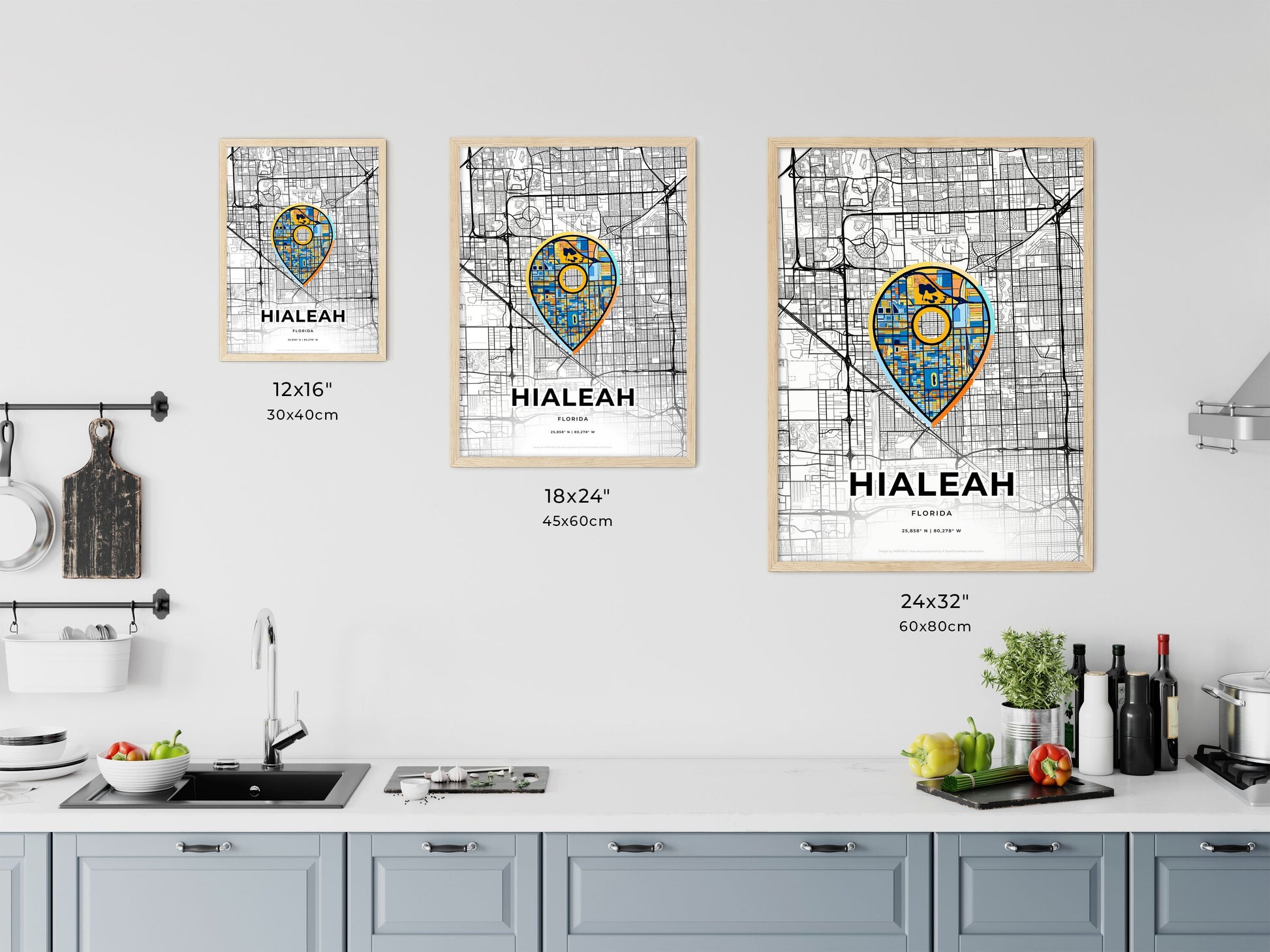 Hialeah Florida art map size chart