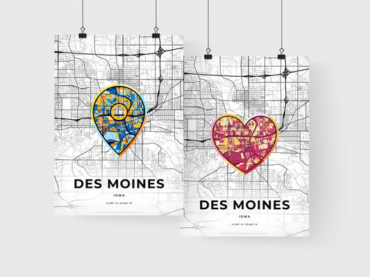 Des Moines Iowa art print for couples