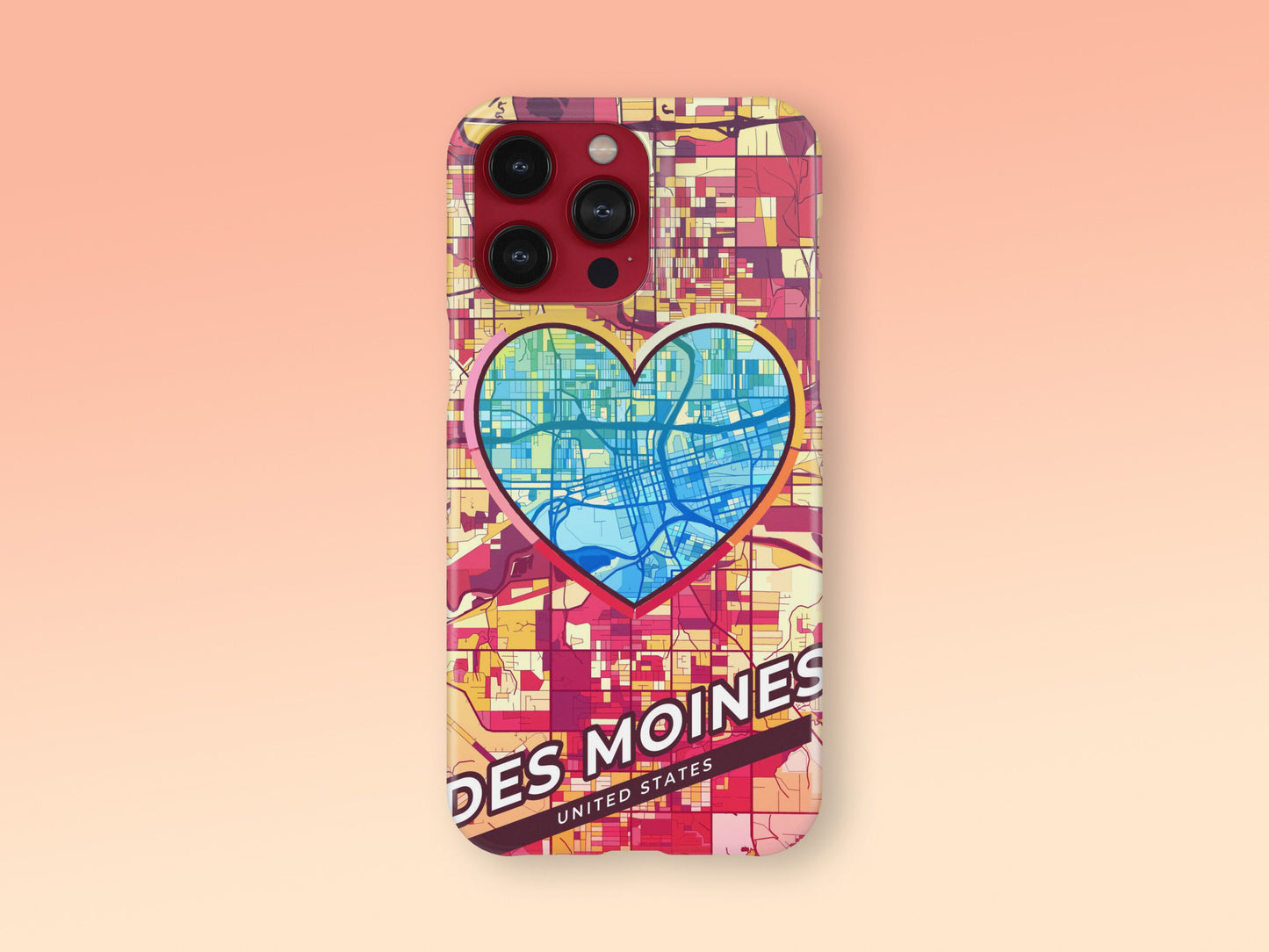 Des Moines Iowa slim phone case with colorful icon. Birthday, wedding or housewarming gift. Couple match cases. 2