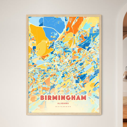 Colorful Birmingham Alabama Fine Art Map Blue Orange