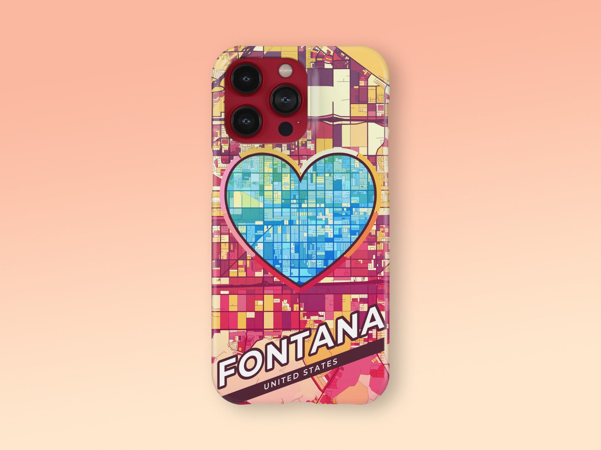 Fontana California slim phone case with colorful icon. Birthday, wedding or housewarming gift. Couple match cases. 2