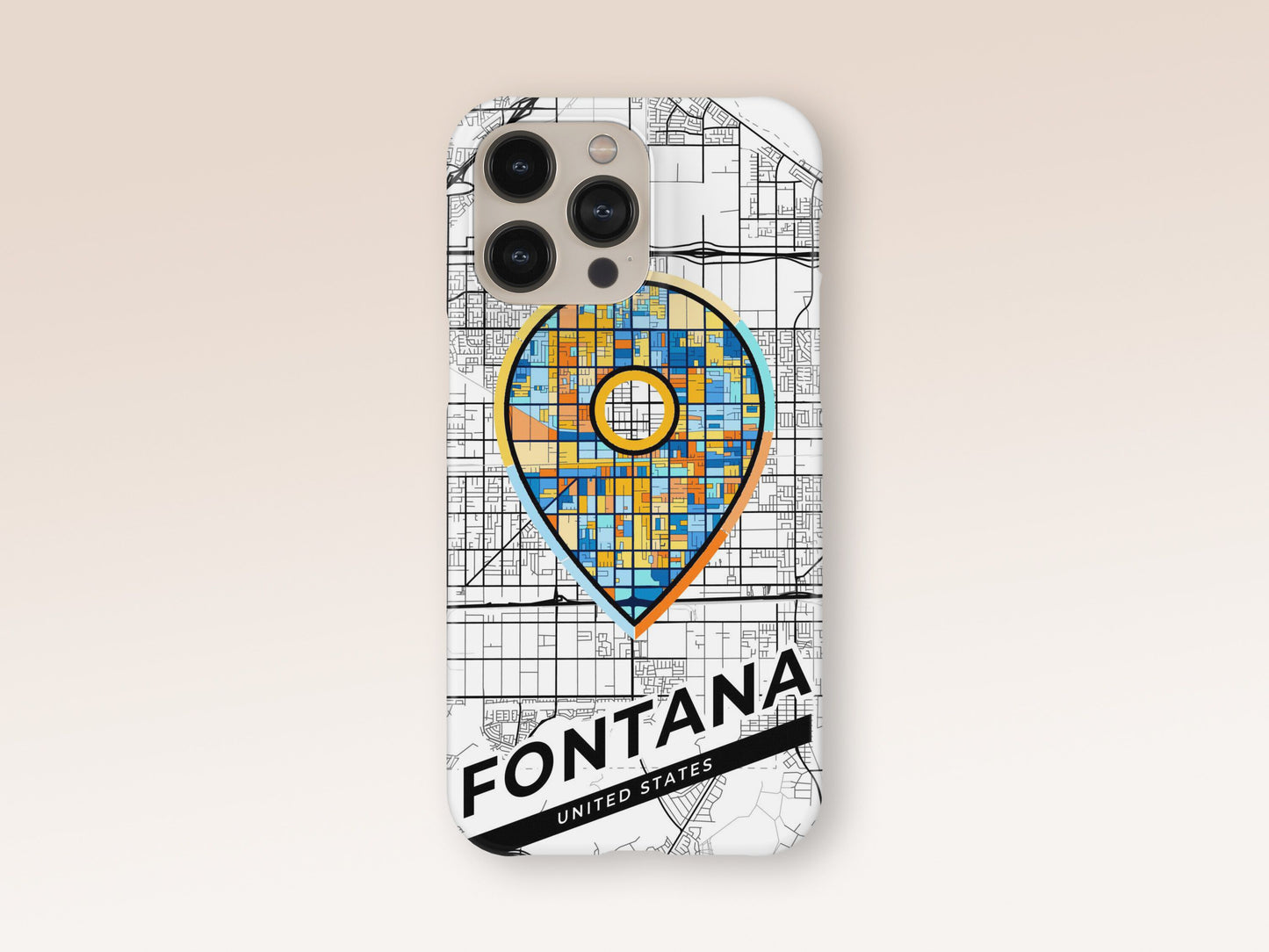 Fontana California slim phone case with colorful icon. Birthday, wedding or housewarming gift. Couple match cases. 1