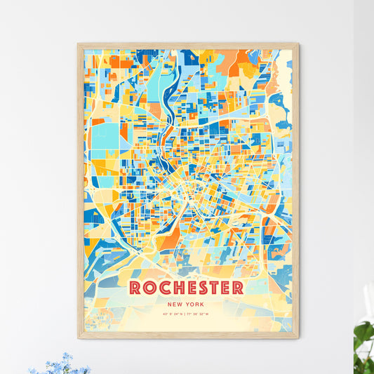 Colorful Rochester New York Fine Art Map Blue Orange