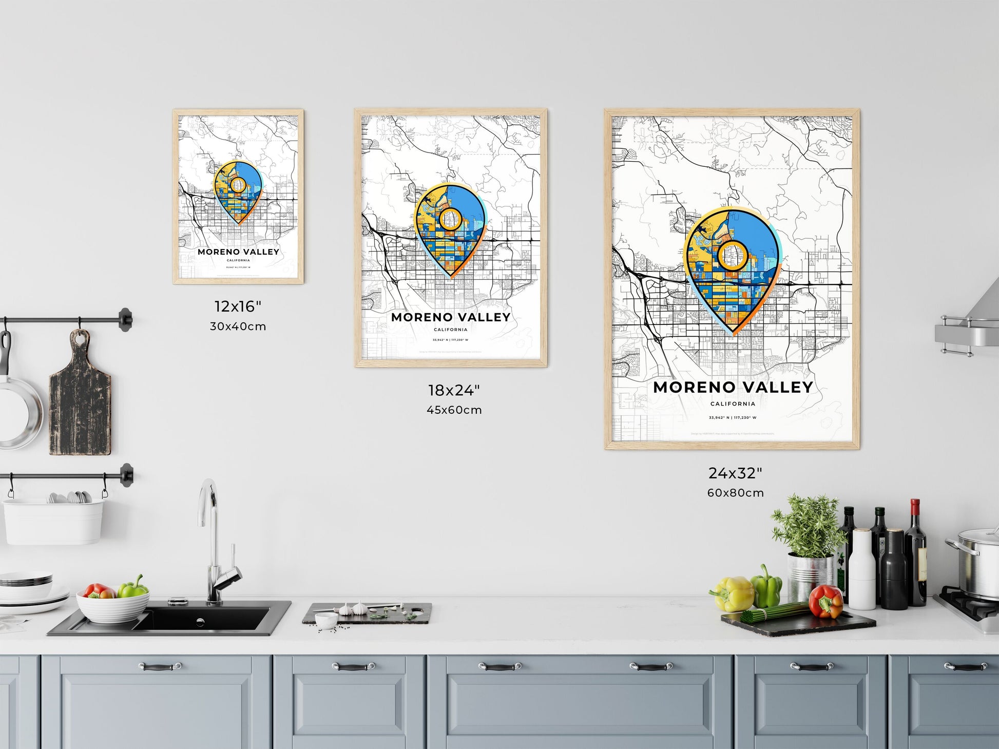 Moreno Valley California art map size chart