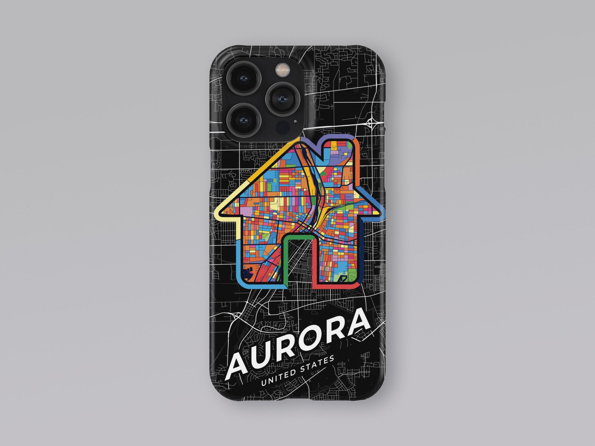 Aurora Illinois slim phone case with colorful icon. Birthday, wedding or housewarming gift. Couple match cases. 3
