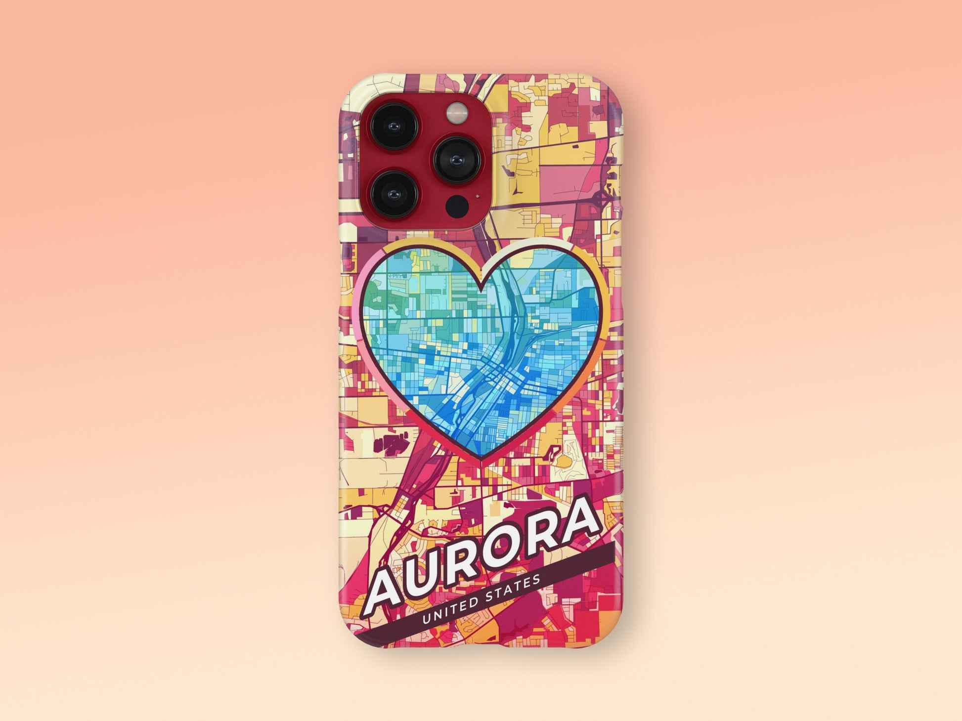 Aurora Illinois slim phone case with colorful icon. Birthday, wedding or housewarming gift. Couple match cases. 2