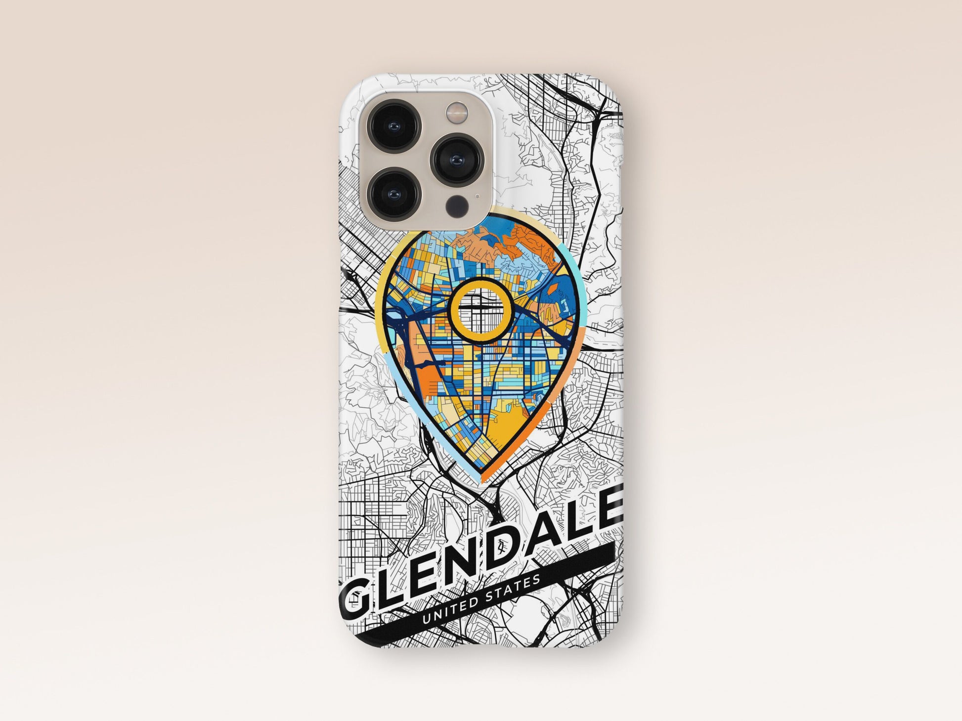 Glendale California slim phone case with colorful icon. Birthday, wedding or housewarming gift. Couple match cases. 1