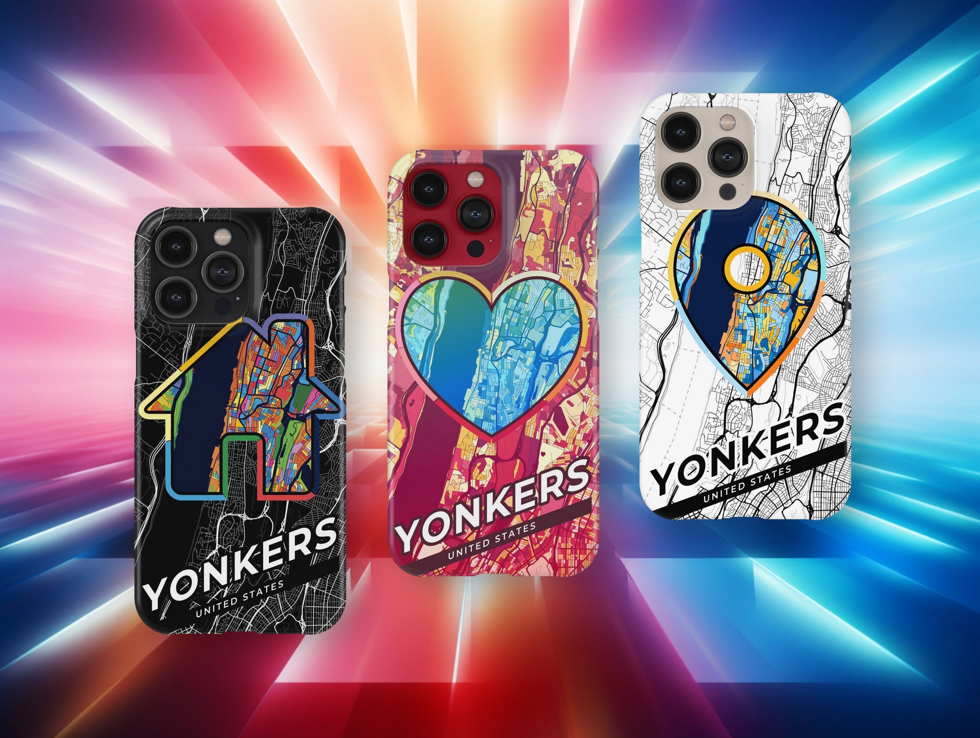 Yonkers New York slim phone case with colorful icon