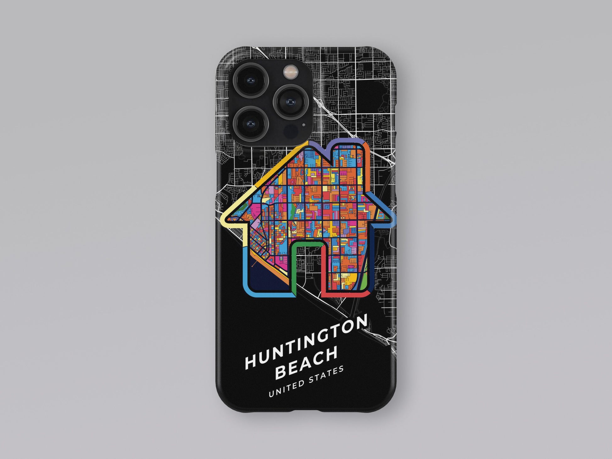Huntington Beach California slim phone case with colorful icon. Birthday, wedding or housewarming gift. Couple match cases. 3