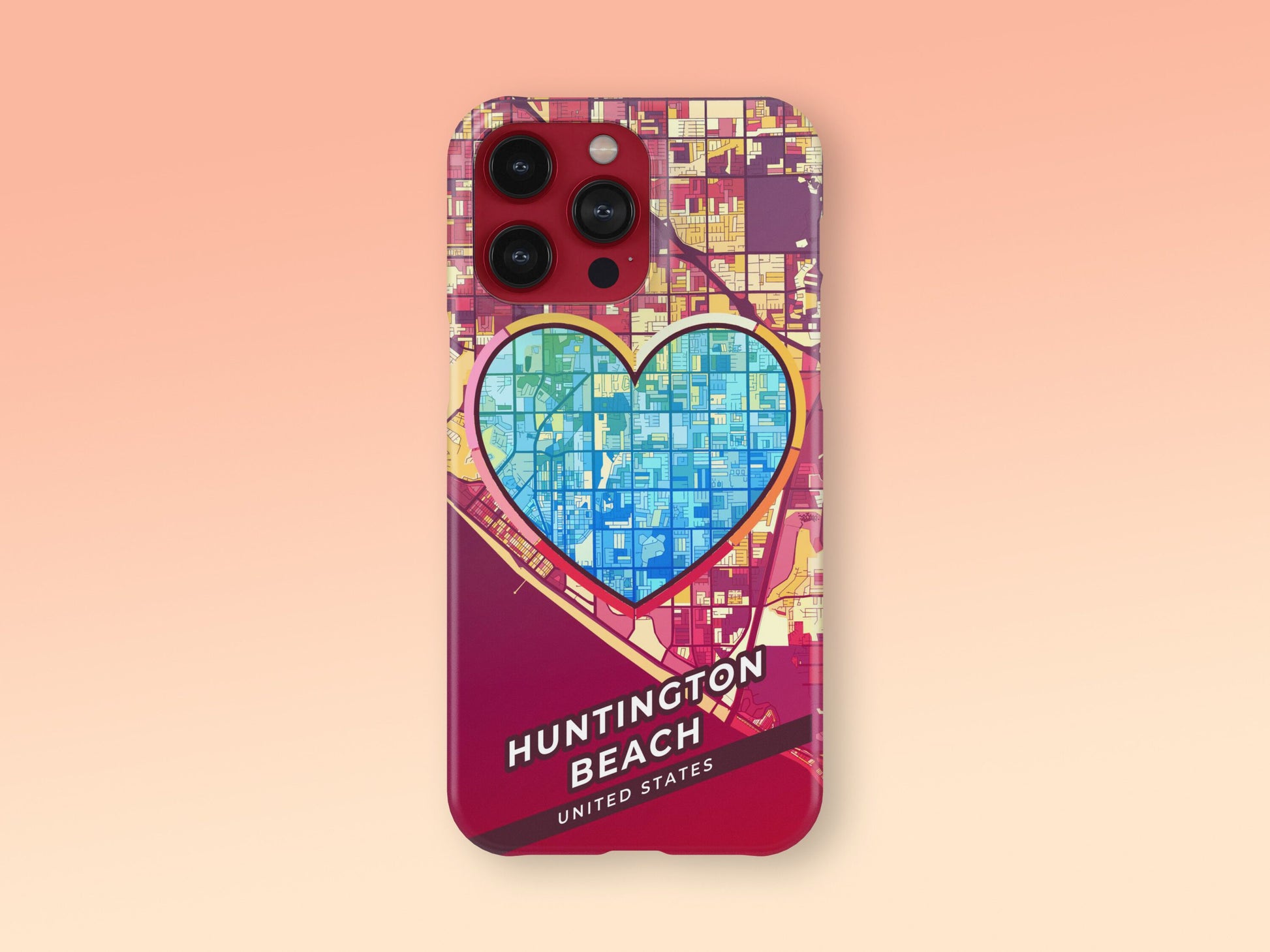 Huntington Beach California slim phone case with colorful icon. Birthday, wedding or housewarming gift. Couple match cases. 2