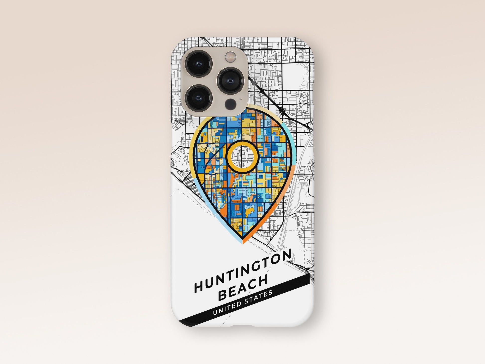 Huntington Beach California slim phone case with colorful icon. Birthday, wedding or housewarming gift. Couple match cases. 1