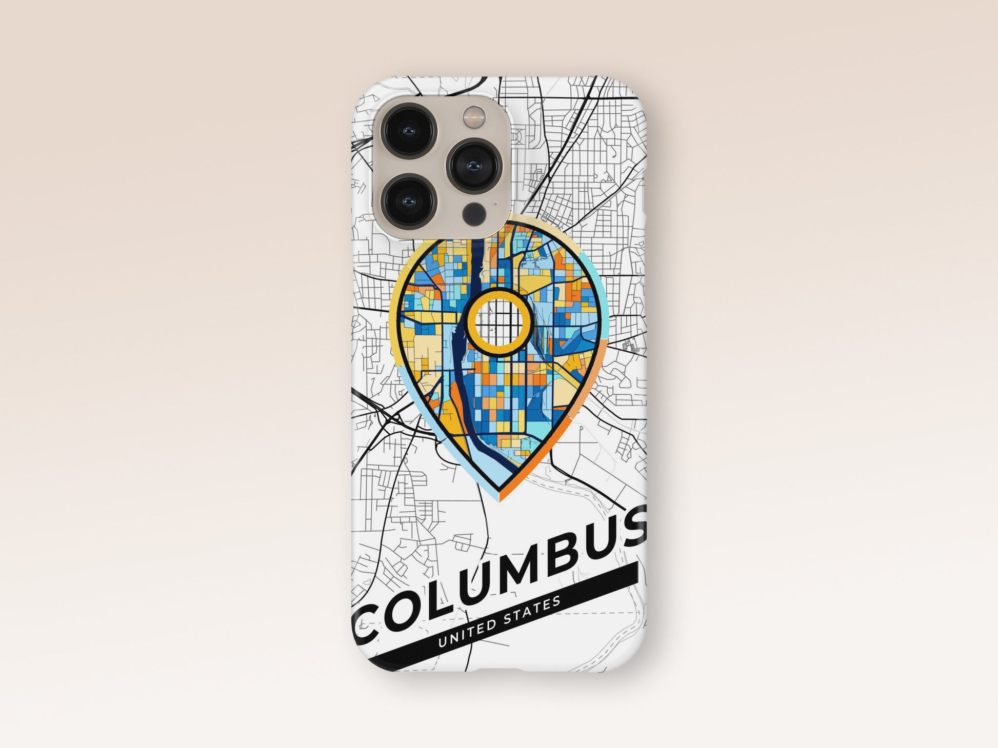 Columbus Georgia slim phone case with colorful icon. Birthday, wedding or housewarming gift. Couple match cases. 1