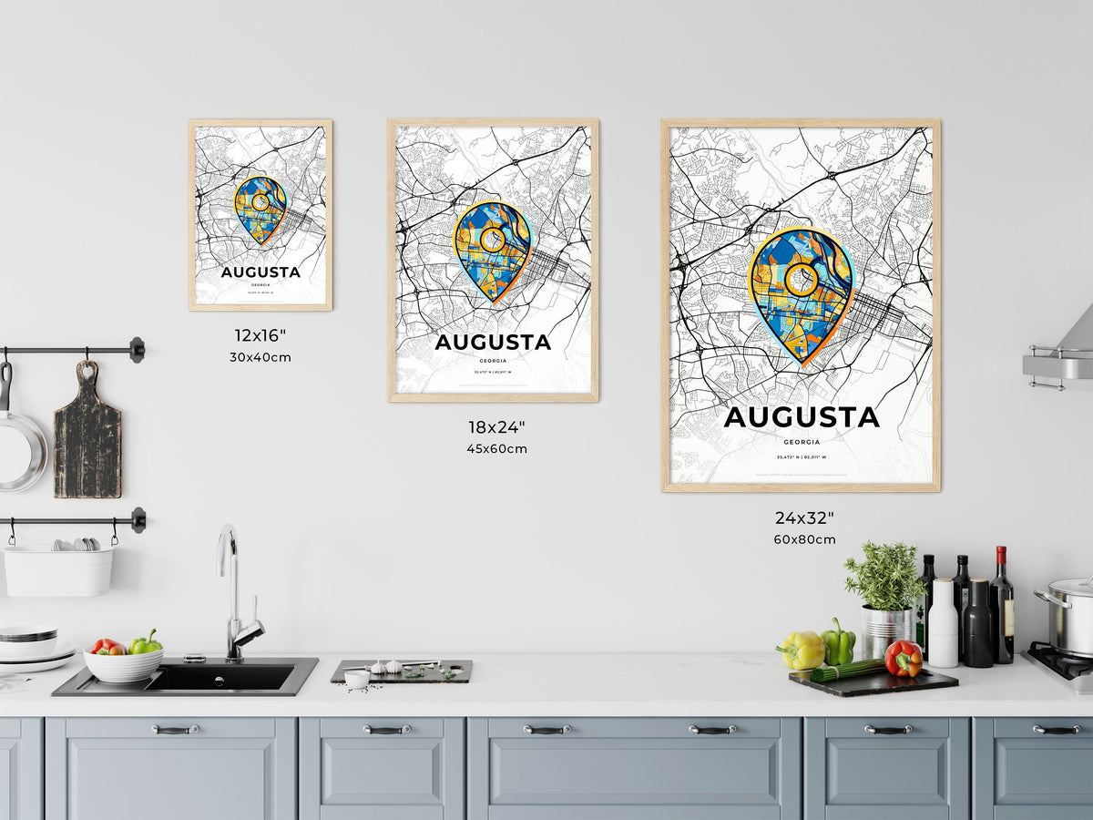 Augusta Georgia art map size chart