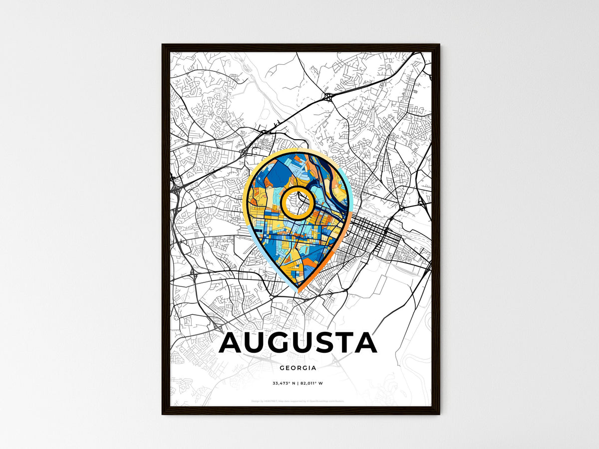 Augusta Georgia wedding art map with pointer icon