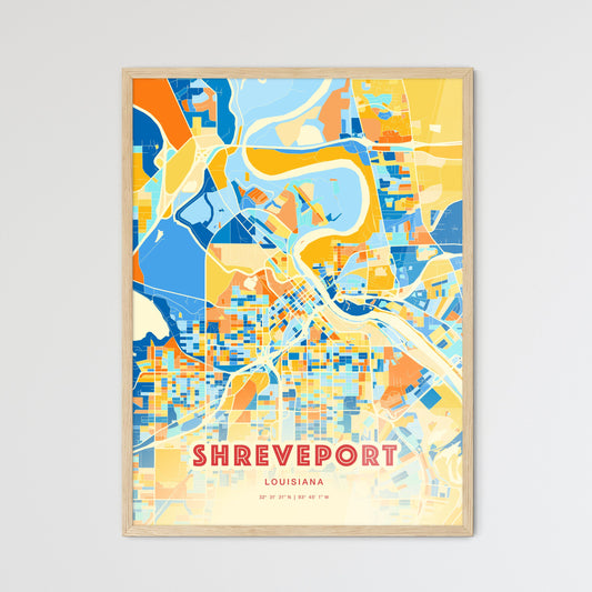 Colorful Shreveport Louisiana Fine Art Map Blue Orange