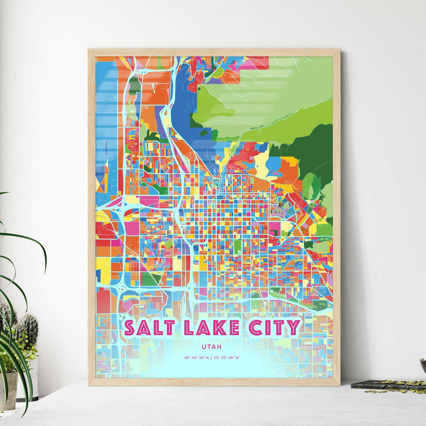 Colorful SALT LAKE CITY UTAH Fine Art Map Crazy Colors