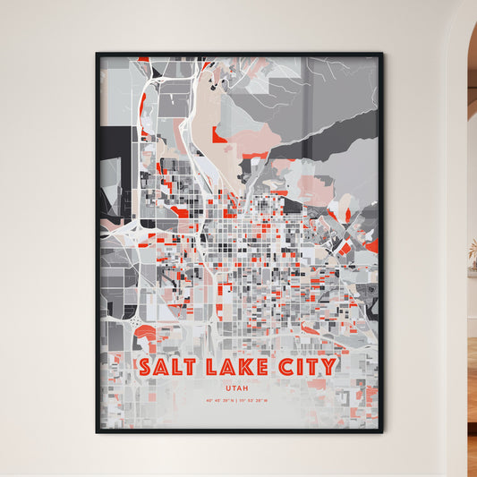 Colorful SALT LAKE CITY UTAH Fine Art Map Modern