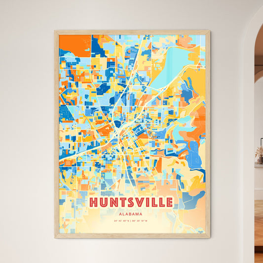 Colorful Huntsville Alabama Fine Art Map Blue Orange