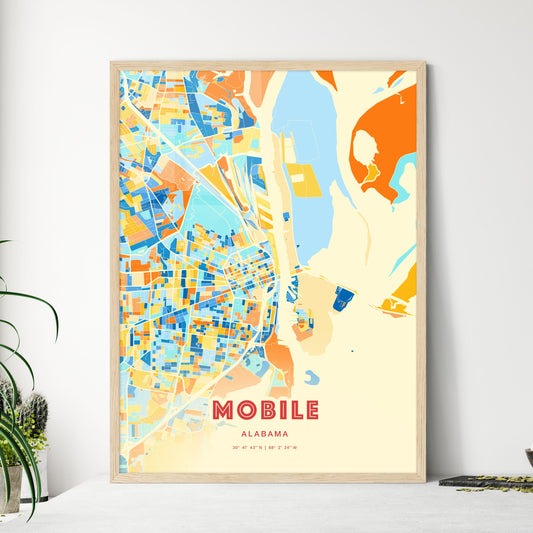 Colorful Mobile Alabama Fine Art Map Blue Orange