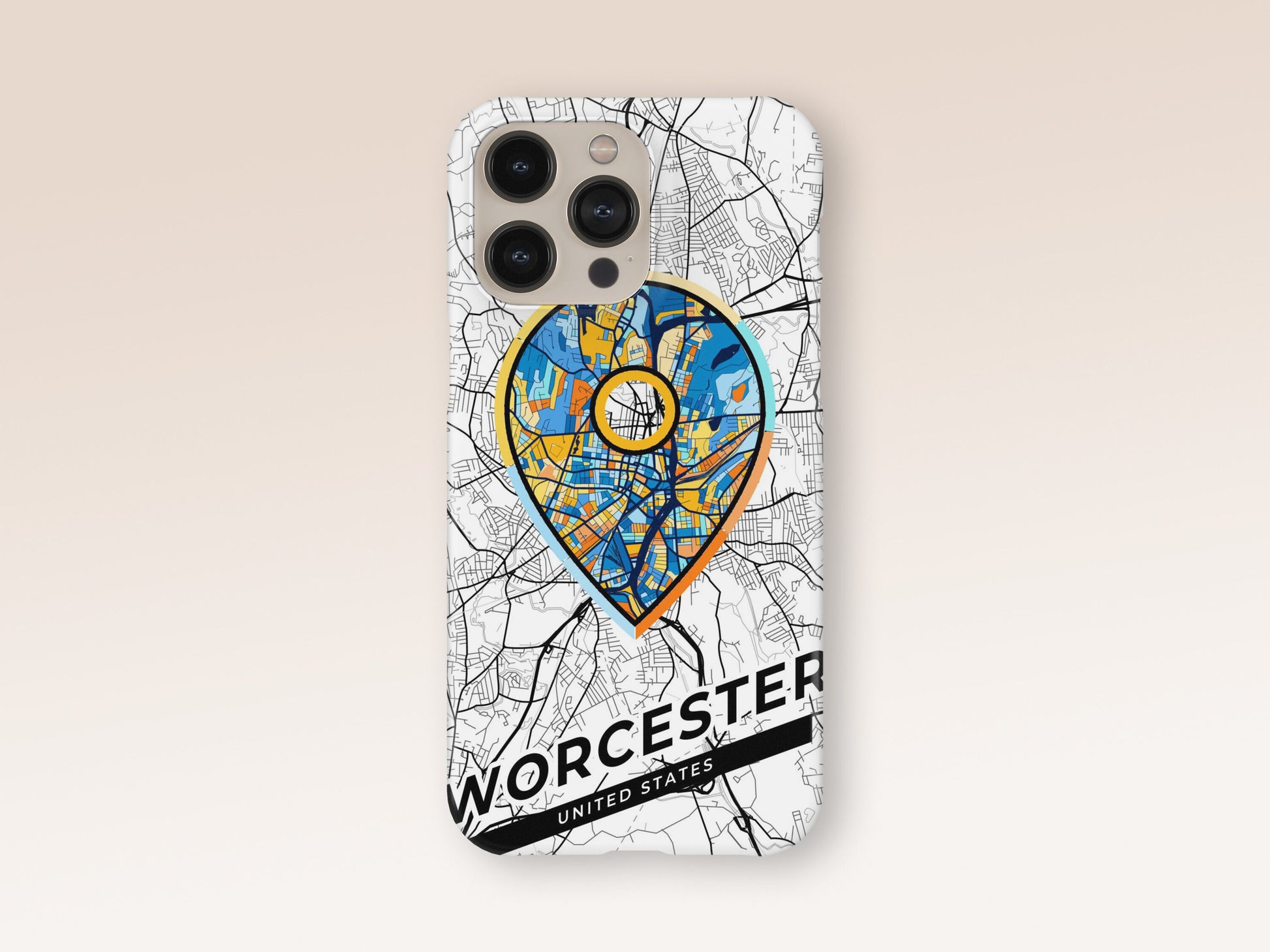 Worcester Massachusetts slim phone case with colorful icon 1