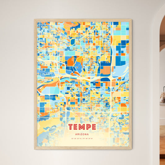 Colorful Tempe Arizona Fine Art Map Blue Orange