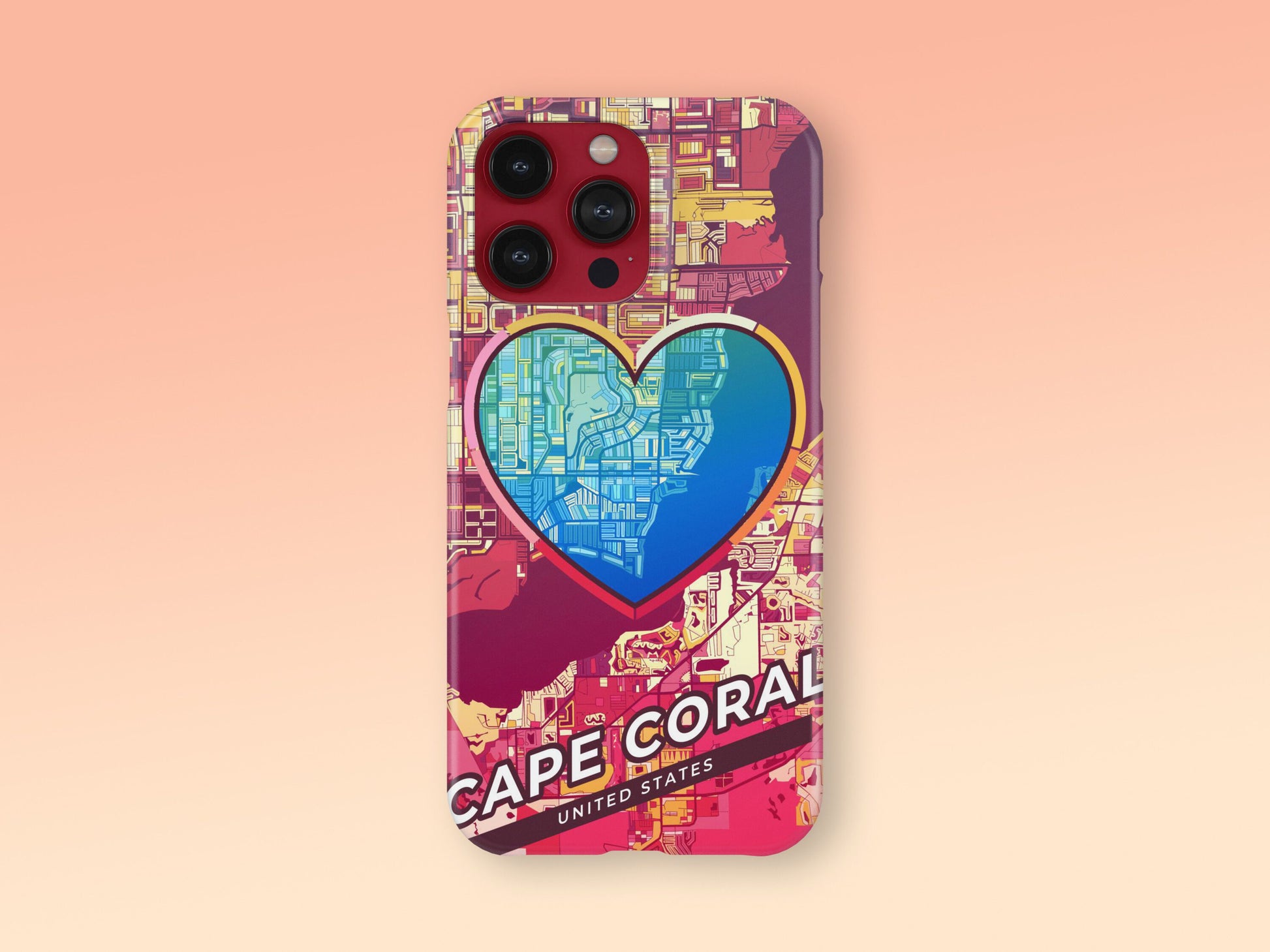 Cape Coral Florida slim phone case with colorful icon. Birthday, wedding or housewarming gift. Couple match cases. 2