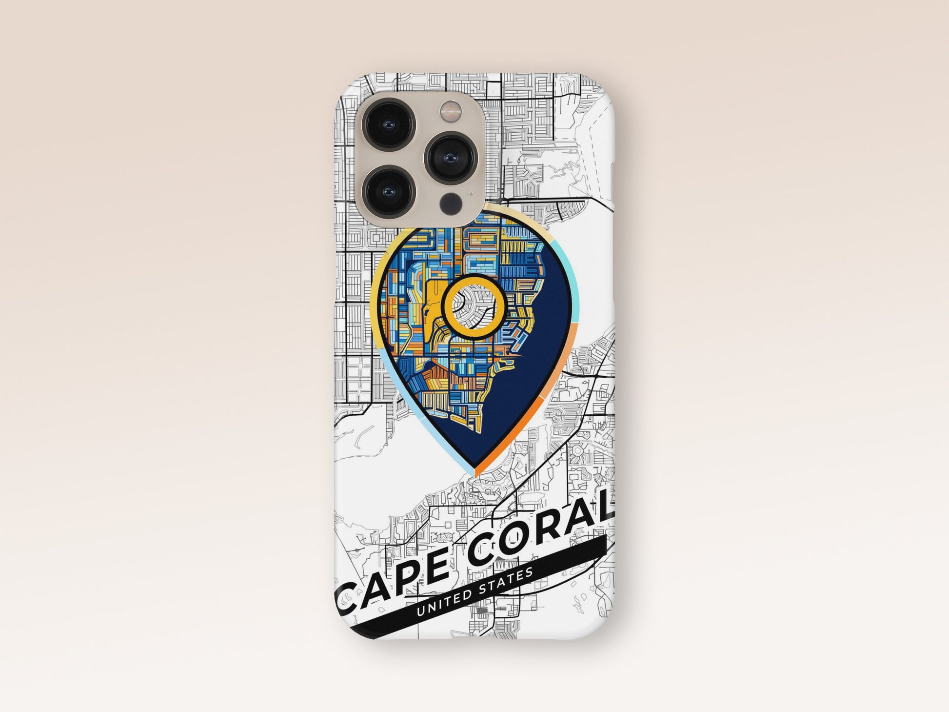 Cape Coral Florida slim phone case with colorful icon. Birthday, wedding or housewarming gift. Couple match cases. 1