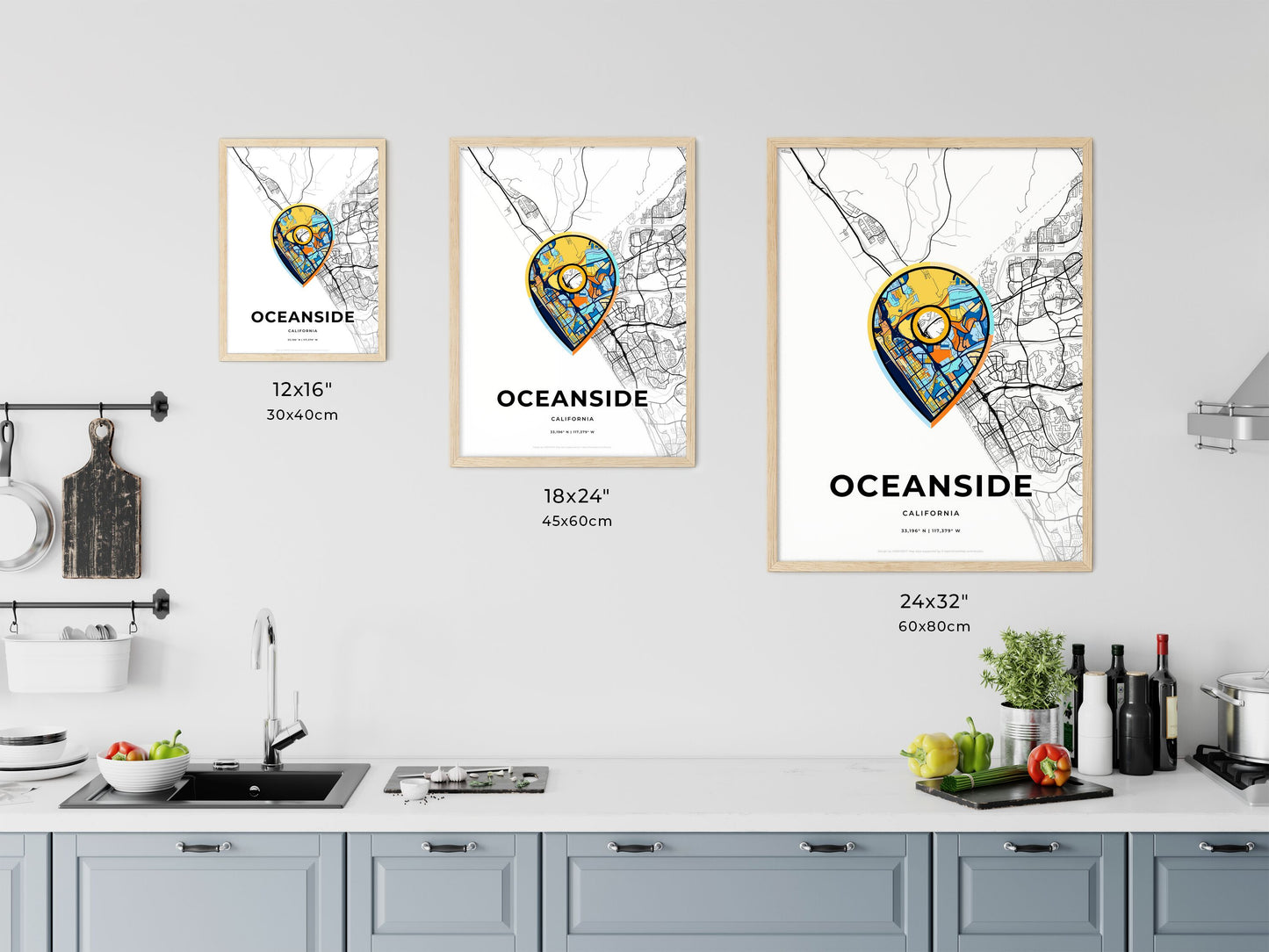Oceanside California art map size chart