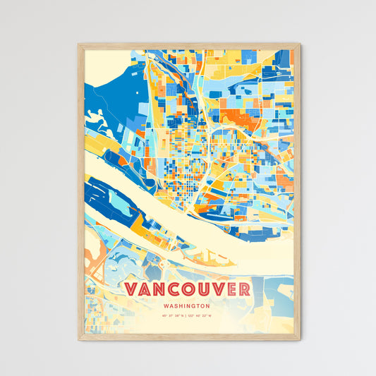 Colorful Vancouver Washington Fine Art Map Blue Orange