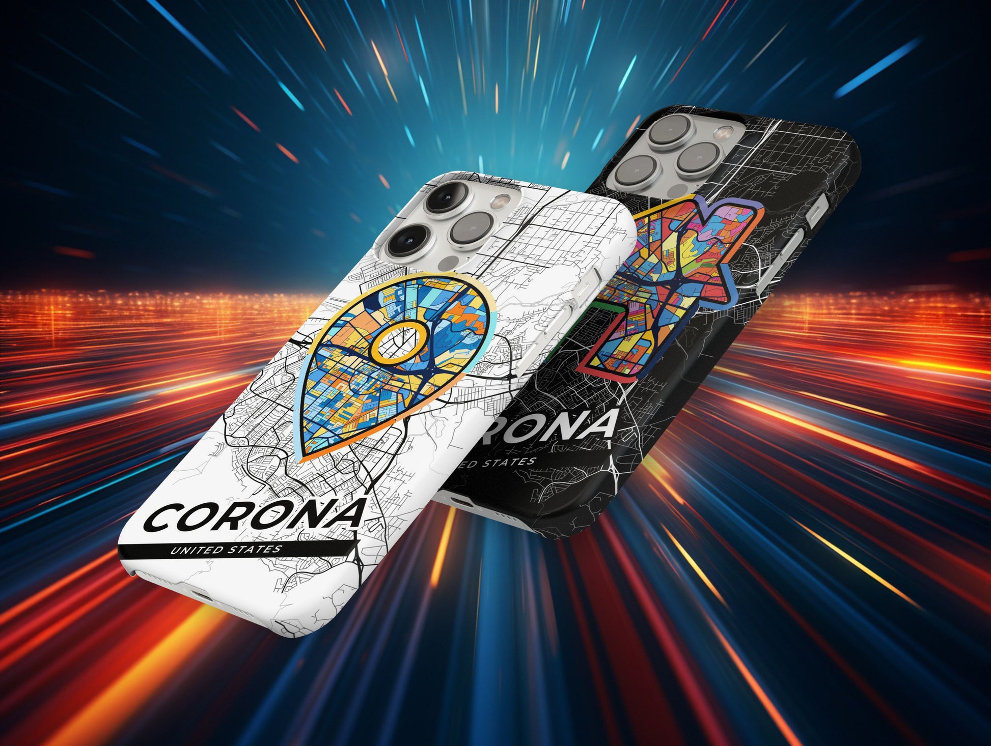 Corona California slim phone case with colorful icon. Birthday, wedding or housewarming gift. Couple match cases.